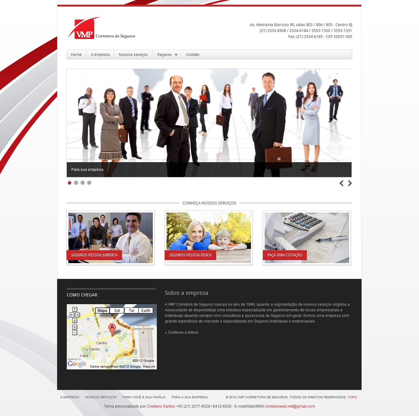 Site institucional da VMP corretora de Seguros Site institucional da VMP corretora de Seguros