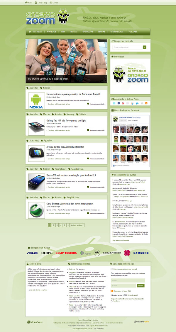 Último projeto: Site Android Zoom em WordPress Último projeto: Site Android Zoom em WordPress